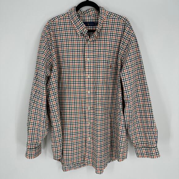 Ralph Lauren Collared Button Front Plaid Dress Shirt Cotton Mens 2X - Picture 1 of 7